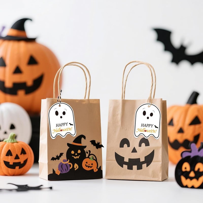 g2plus Happy Halloween Tags - 50 Pcs Ghost Paper Gift Tags with String for Trick or Treat Bags, Spooky Halloween Party Favors Tag for Candy Bags, DIY Crafts, Gift Wrapping(2.5x3.5 in) - Image 4